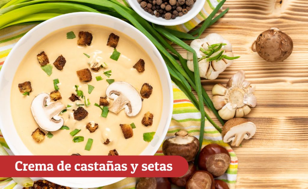 Crema de castañas y setas