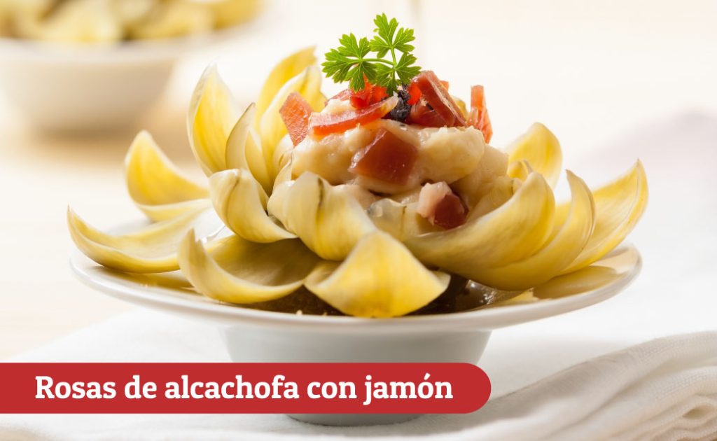 Rosas de alcachofa con jamón