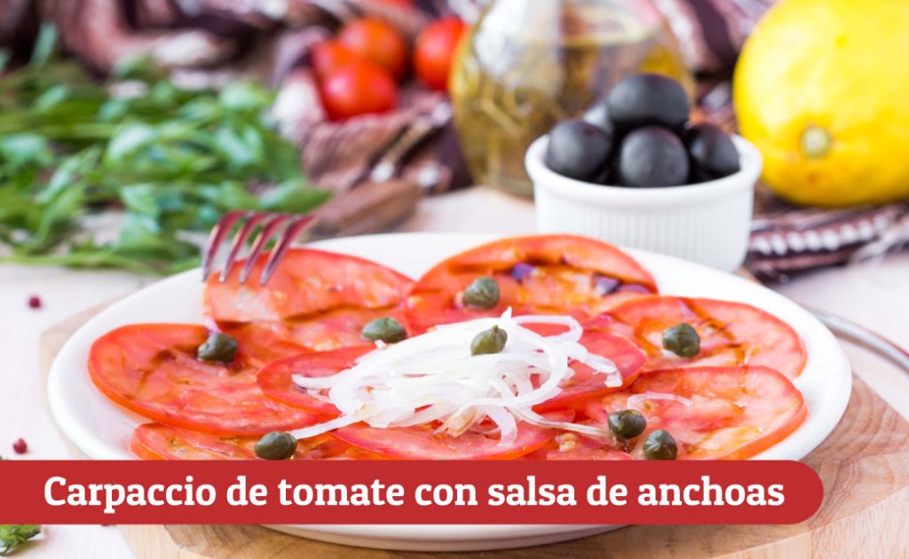 Carpaccio de tomate con salsa de anchoas