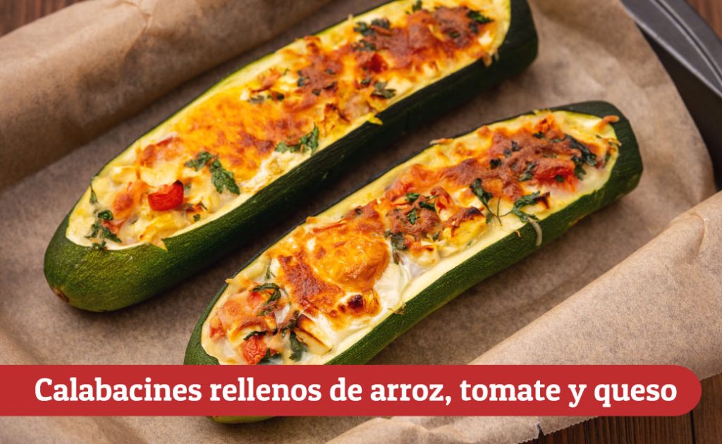 Viernes: calabacines rellenos de arroz, tomate y queso
