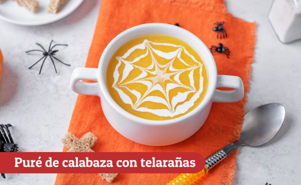 Puré de calabaza con telarañas