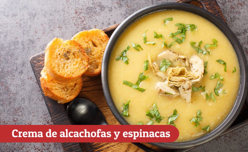 Crema de alcachofas y espinacas